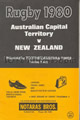 ACT v New Zealand 1980 rugby  Programme